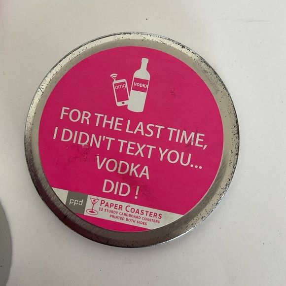 Pink Paper Coasters - Fun Vodka Design NWT - Picture 3 of 6